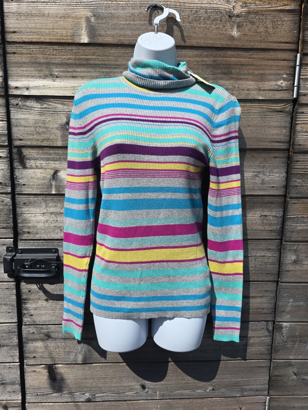 Merona Striped Cowl Neck Sweater in Teal, Pink, Yellow, Purple, Gray